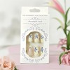 24Pcs Blue Flower Press on Nails Medium Almond French Tip