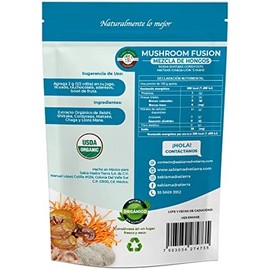 SABIA MADRE TIERRA  Mushroom Fusion 100G -Mezcla de hongos adaptogenos organicos - REISHI, SHITAKE, CORDYCEPS, MELENA DE LEÓN, CHAGA, MAITAKE