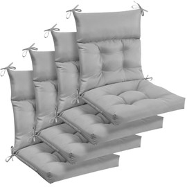 Sintuff 44 x 21 x 4 Patio Chair Cushions Outdoor Chair Cushions Seat/Back Tufted Pillow with Ties All Weather Replacement Indoor Patio Furniture Outdoor Furniture(Light Gray,4 Pcs)