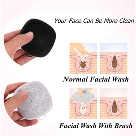 VWMYQ 2 Pack Face Scrubber, Silicone Face Wash Brush - Manual, Waterproof Facial Cleansing & Exfoliating Brushes