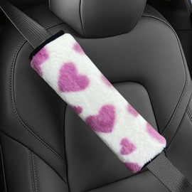 ROJEMXVE 2Pcs Seat Belt Pads Soft Plush Love Covers Comfort Driving Cushion Helps Protect Your Neck and Shoulders for Women Purple