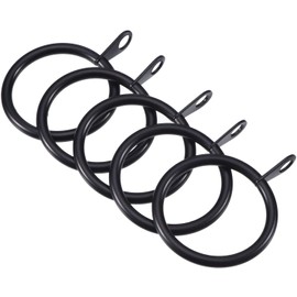 iPEAK 24 Pieces Curtain Rings 38mm Internal Diameter Metal Curtains Large Rings Hanging Hooks For Curtain Rods Pole (Black)