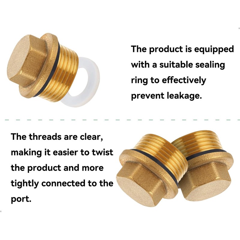AOYEGIC Pack of 2 brass plugs, 3/4 inch male thread
