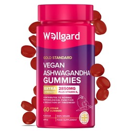 Wellgard Vegan Ashwagandha Gummies – High Strength Ashwagandha with Vitamin B6, Highly Bioavailable, 60 Gummies, UK Formulated