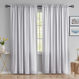 Cortinas transparentes de privacidad que dejan entrar la luz, cortinas de privacidad semitransparentes con bolsillo para barra, 95 pulgadas de largo, 2 paneles, terciopelo suave opaco gris para privacidad, para ventanas, sala de estar, recámara y puertas