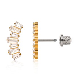 Limerencia Hypoallergenic G23 Implant Grade Titanium Screw Back Earrings Tragus 20G Helix F136 Piercing Post for Sensitive Ears Cartilage(Rectangular Zirconia)