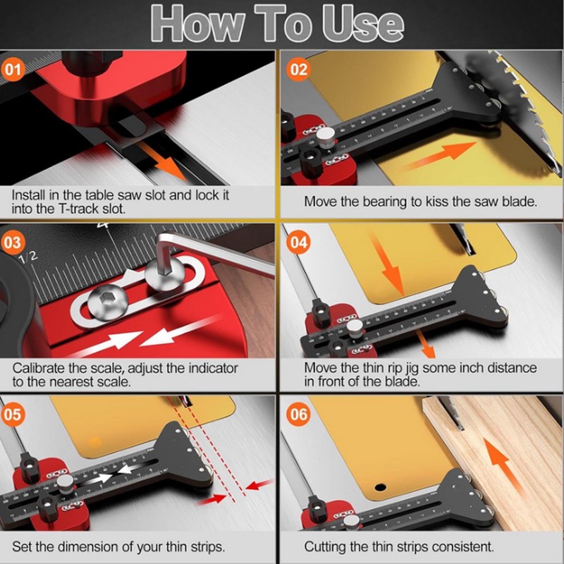 Thin Rip Jig Table Saw Jig Guides, 3 Pulleys Thin