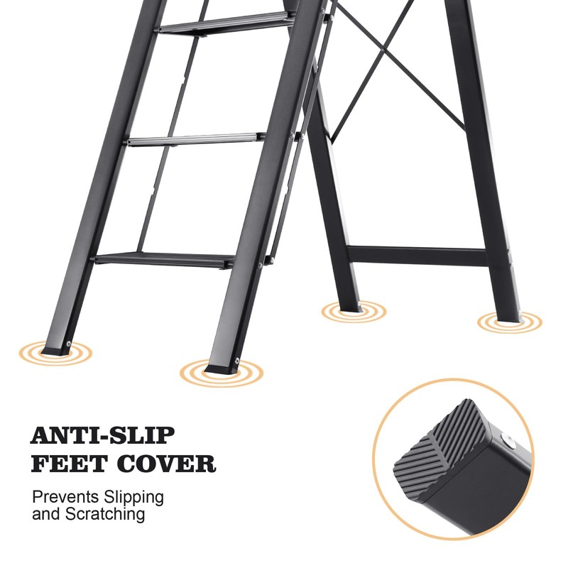 KINGRACK Aluminium 5 Step Ladder, Lightweight Step Stool with Non-Slip