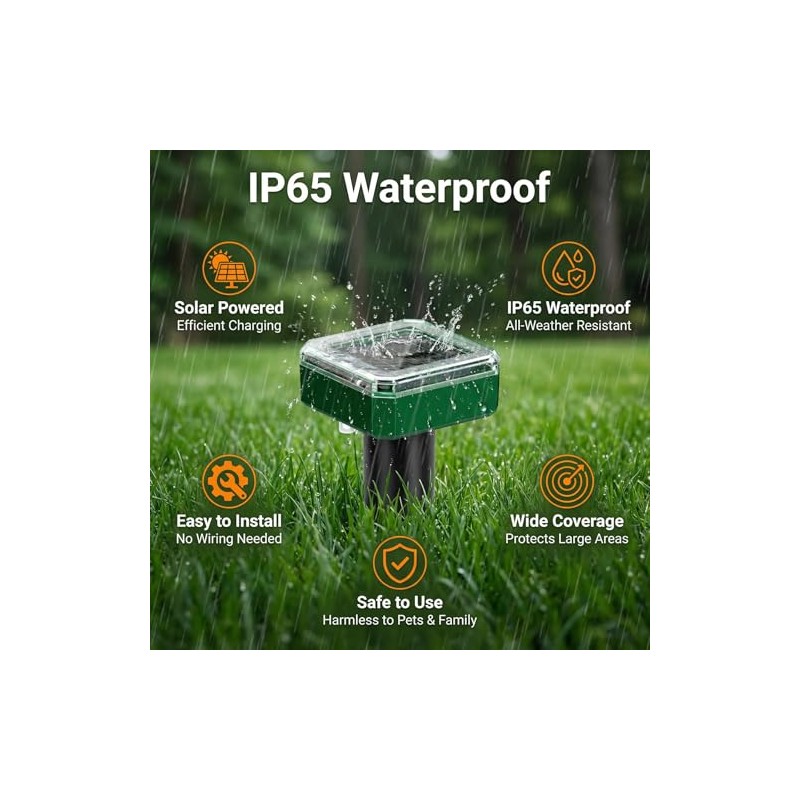 4 Packs Solar Mole Repellent, 2026 Upgraded Ultrasonic Gopher Deterrent