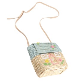 Ins Style Kids Children Straw Bag Little Girls Straw Bag Cute Little House Embroidery Holiday Photography Props