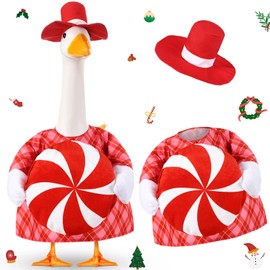 Sanwuta Christmas Lollipop Goose Outfit for 23'' Cement Christmas Porch Goose Costume Xmas Winter Patio Yard Outdoor Decor