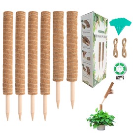 Moss Pole 92 Inch，6 Pack Plant Moss Pole for Climbing Plants -Monstera Plant Support - Coir Totem Poles for Indoor Plants to Grow Upwards - Support and Train Creepers，with Garden Ties Kit
