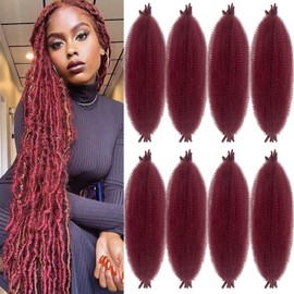 Burgundy Afro Twist Hair 16 Inch 8 Pack Kinky Twist Hair for Braiding Marley Twist Braiding Hair for Soft Locs Passion Twist Crochet Hair Synthetic Twisted Up Springy Afro Twist Hair
