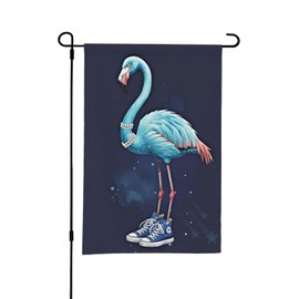 Blue Flamingo Garden Flag with Chucks & Pearls-Decorative Yard Flag for Outdoor Spaces, Progressive Decor for Home & Garden, Durable and Stylish All-Season Flag