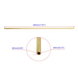 Aopin Brass Round Tube Copper Pipe ID 2mm / 2/25" x OD 3mm / 3/25" Hollow Copper Tubing - 300mm / 1 Ft / 12 in Length for Refrigerator Capillary Tubing, Cooling Systems, Wind Chimes 2 Pcs