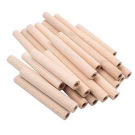 Pack of 20 Hollow Wood Sticks Round Wooden Dowel Rods with 0.8 cm Hole Wooden Dowel Rods Untreated Beech Wood Poles for DIY Craft Projects 20 cm / 10 cm