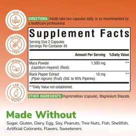 Vitalibre Maca Root 1500 Mg 90 Cápsulas Para Hombres