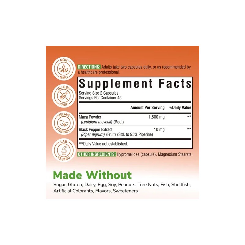 Vitalibre Maca Root 1500 Mg 90 Cápsulas Para Hombres