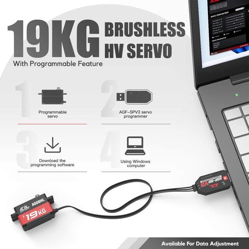 AGFRC 19KG RC Low-Profile Digital Servo - 0.073s High Speed,