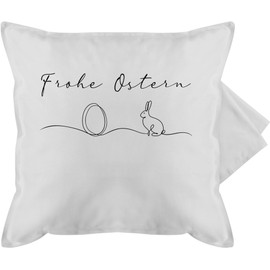 Shirtracer Cushion Cover – Easter Cushion – Happy Easter – Easter Egg Bunny – 50 x 50 cm – Grey – 50 x 50 cm Cushion Cover Bunny Motif Easter Cushion Covers Easter Gifts Easter Bunny Cushion Cover