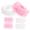 Healvian 1set Makeup Headband and Wristbands Soft Flannel Face Washing