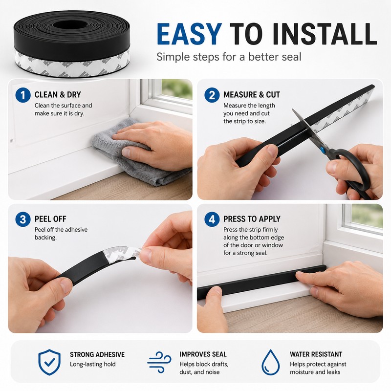 Self-Adhesive Door & Window Sealing Strip for Home – 25mm