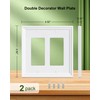TREEWELL 2-Pack Double Decorator Outlet Cover Plate, White Decorative Switch