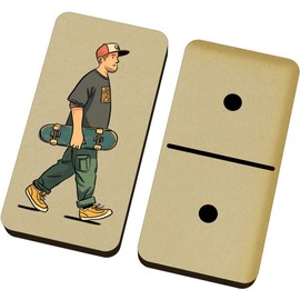 Azeeda 'Skateboarder Walking with Skateboard' Domino Set & Box (DM00052055)