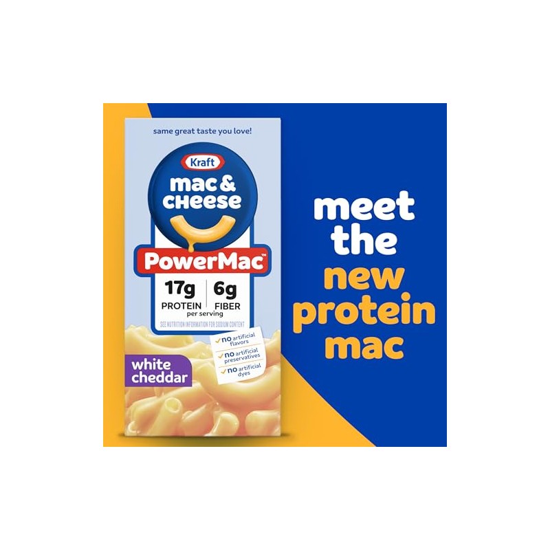 Kraft PowerMac Mac and Cheese, 1 Box, for Protein Easy