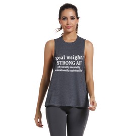 FANNOO Workout Muscle Tank Tops for Women-Goal Weight Womens Funny Saying Fitness Gym Sleeveless Shirts