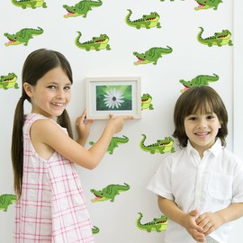 SUPERDANT Cartoon Alligator Wall Sticker Cartoon Animal Wall Decals Kid's Wall Stickers Peel and Stick Large Vinyl Wall Stickers for Playrooms Bedrooms Nursery Classroom