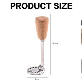 2 pcs Small Potato Masher Multifunctional Stainless Steel Masher for Mashing Baby Food & Vegetable with Wooden Handle Cooking and Kitchen Gadget