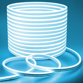 Lamomo LED Strip Lights, 32.8Ft Ice Blue Neon Led Rope Lights, 0.65in/Cut DIY Flexible Silicone Waterproof 24V Led Light Strip for Bedroom,Indoor, Living Room, Kitchen（Power Adapter not Included）
