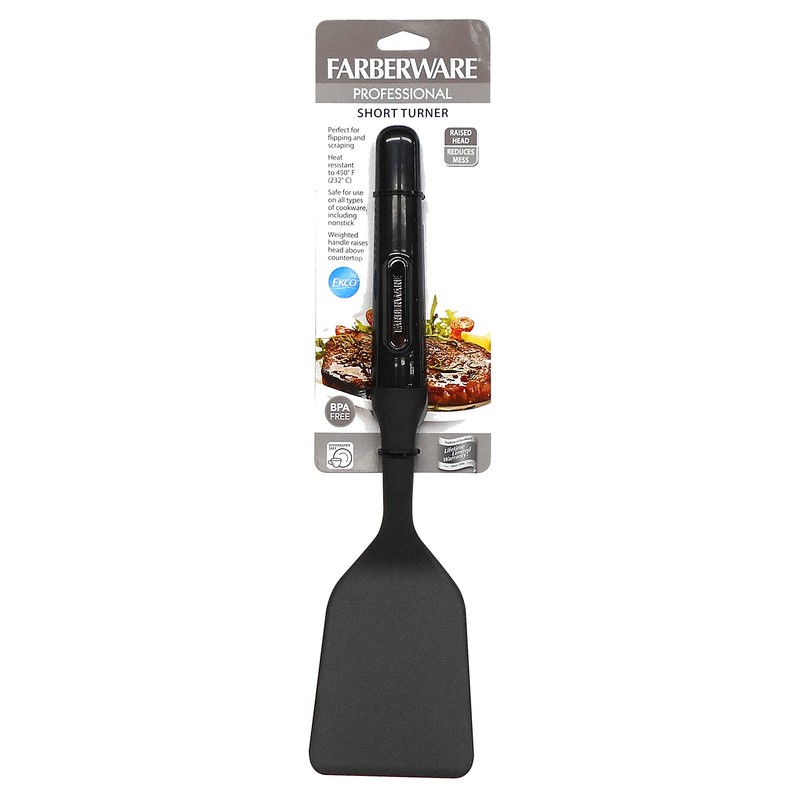Farberware 79017 Volteador Corto con Mango Ergonómico Professional, Negro