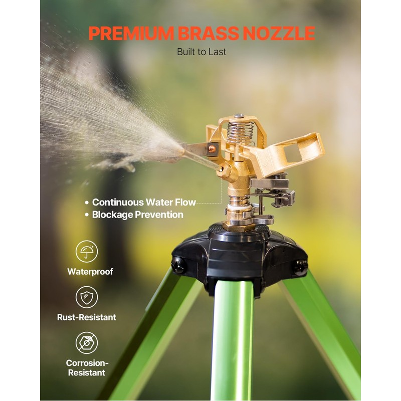 VEVOR Impact Sprinkler on Tripod Base, Heavy Duty Tripod Sprinklers