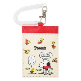 Snoopy 0391 Pass Case, Commuter Pass Case, Synthetic Leather, Coil Chain, Compact, Women's, Girls, Single Pass Case, Commuting to Work, School, Travel, Adult, College, High School, Student, Elementary