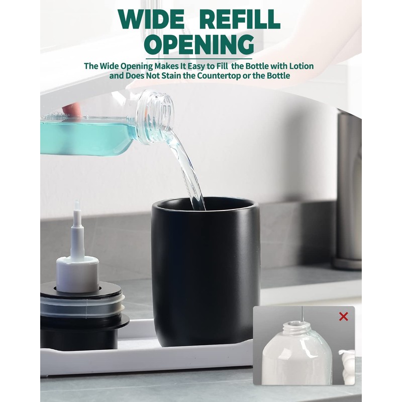 Umlaca Soap Dispenser, Refillable Ceramic Soap Dispenser, 350 ml, Large