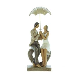 Rainy Day Collection Resin Couple Seated Statue Ornament Figurine
