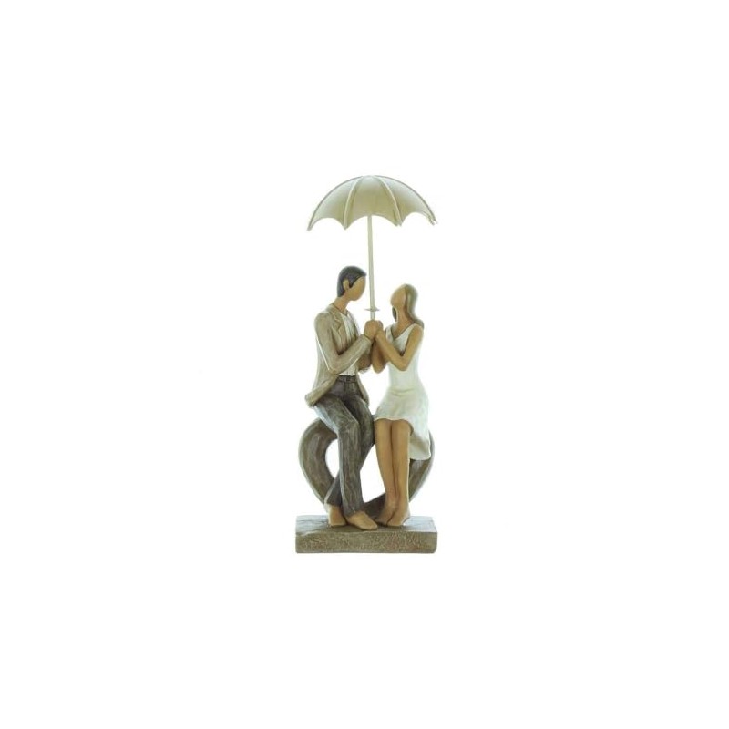 Rainy Day Collection Resin Couple Seated Statue Ornament Figurine