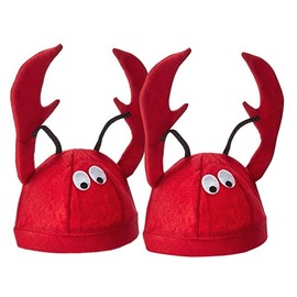 NA1 Paquete de 2 sombreros de fiesta de langosta para disfraz de fiesta temática, accesorios de juego de rol, color rojo, Rojo, Talla única