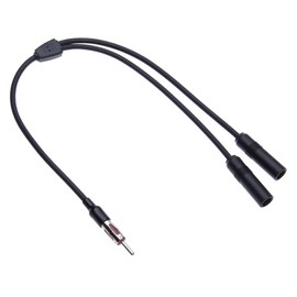 Universal Dual Female DIN Antenna Splitter Cable by Keple | Vehicle Aerial Double Female to Male DIN Plug (Motorola Connector) Car Radio Y Shape Adaptor Lead | FM AM Car Stereo Diversity Converter