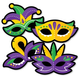 Big Dot of Happiness Colorful Mardi Gras Mask - Decorations DIY Masquerade Party Essentials - Set of 20