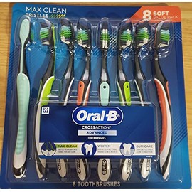 Oral-B Cross Action Advanced Toothbrush with Bacteria Guard Bristles, 8 Pack, 8Count (Soft)