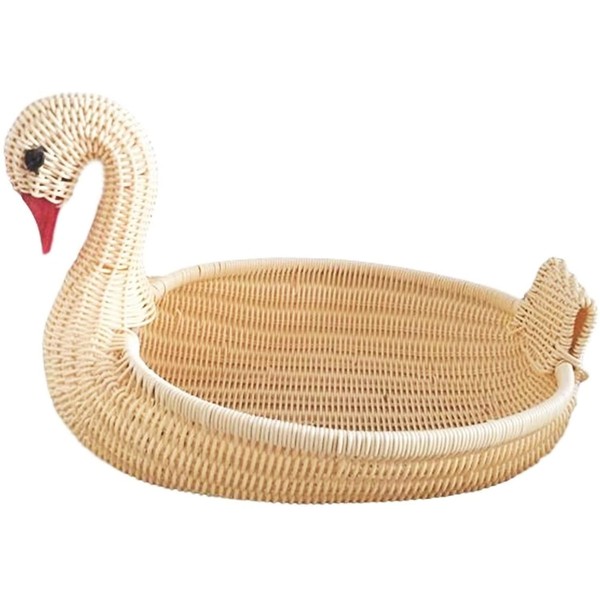 Animal Shaped Round Basket Wisteria Style Basket, Washable, Tabletop Storage, Small Items, Interior, Animal Basket (Swan (Small))