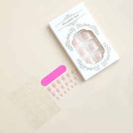 ANDGING Square French Tip Press on Toenails for Women White Toe Nail Press ons Classy Acrylic Toe Press on Nails Natural Full Cover Toenail Fake Toe Nails Designs fake on Toe Nails for Girls Wedding