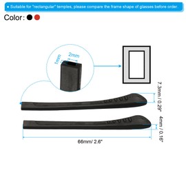 PATIKIL Glasses End Tips, 4 Pairs Eyeglass Anti Slip Ear Sock Pieces Tube Sleeve Silicone for Rectangle Thin Metal Eyeglass Temple Style 4, Black Red
