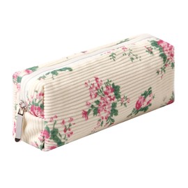 Pencil Case Lightweight Aesthetic Pen Case Office College School Storage Bag Pouch Holder Box Organizer Makeup Pouch Cosmetic Bag for Girls Boys Kids (Flowers-Pink)