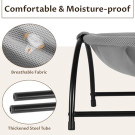 Elevon Elevated Cat Bed Hammock, Breathable Mesh Pet Bed with Metal Frame, Detachable & Machine Washable, Sturdy for Indoor/Outdoor Use, Easy Assembly
