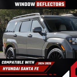 ISINLASSO Tape-On Rain Guards Fit for Santa FE 2024 2025 Black Extra Durable Shatterproof Side Window Deflectors, Vent Window Visors, Wind Deflectors - 4 PCS