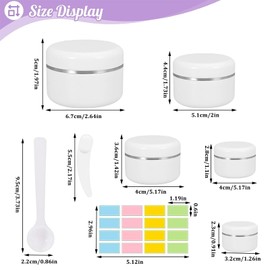 10 Pcs Cosmetic Sample Jars, 10/20/30/50/100ml Plastic Refillable Travel Pots for Toiletries Empty Cosmetic Container Pots with Mini Spatulas Spoon and Labels for Makeup Beauty Nails